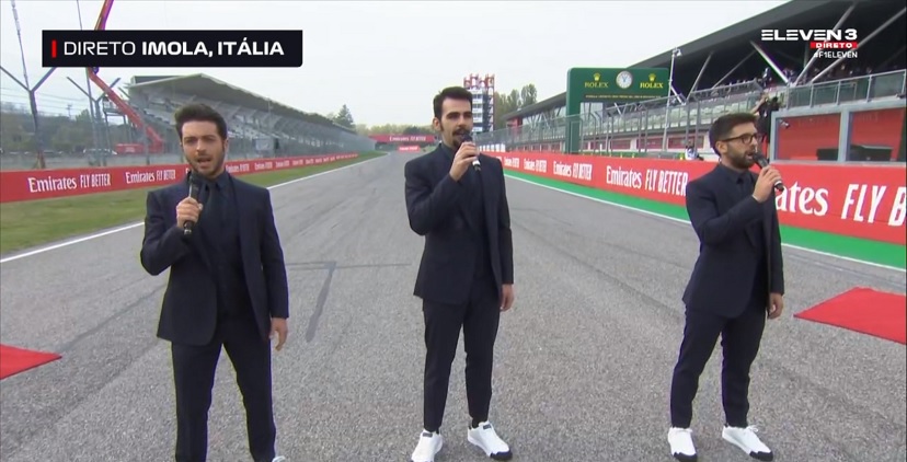  VÍDEO: Il Volo cantaram hino de Itália na cerimónia de abertura do GP de Fórmula 1 em Imola